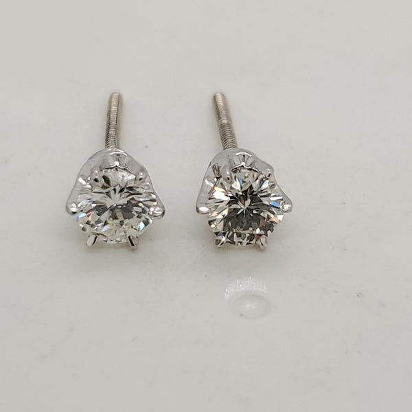 .70 Carat Total Weight Round Diamond Stud Earrings