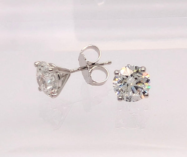 2.50ctw Brilliant Round Diamond Studs in 14K White Gold 4-Prong Martini Settings