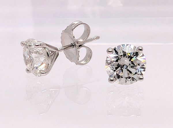 2.43ctw Brilliant Round Diamond Studs in 14K White Gold 4-Prong Martini Settings