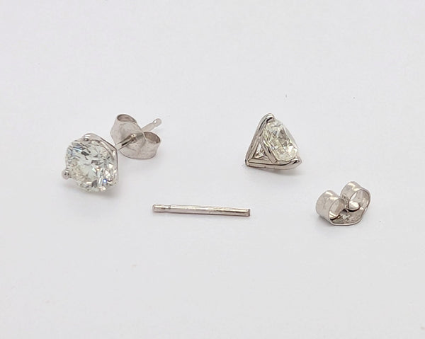 1.51ctw Brilliant Round Diamond Studs in 14K White Gold 3-Prong Martini Settings