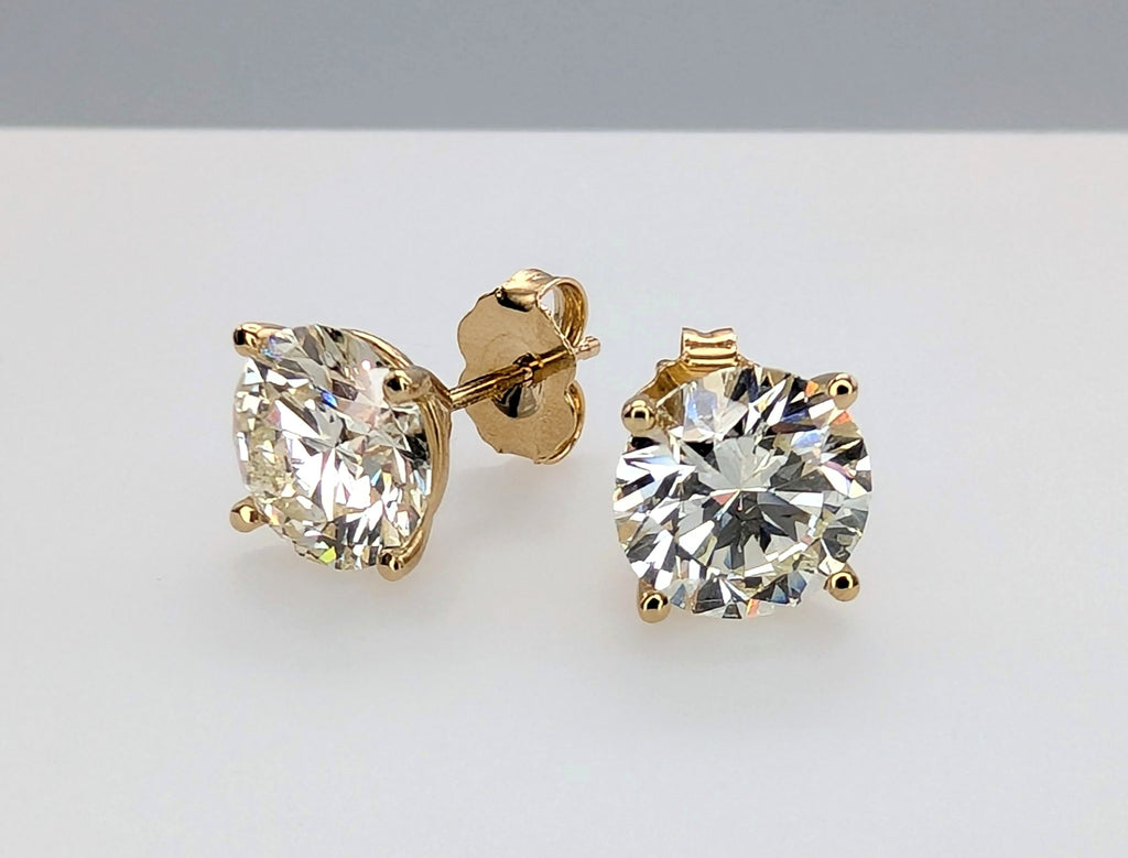 14K Yellow Gold 3.41ctw Diamond Stud Earrings
