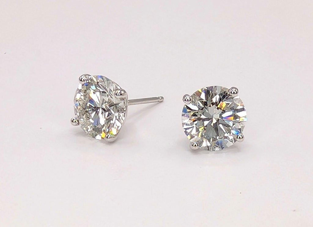 14K White Gold 4.02ctw Diamond Stud Earrings