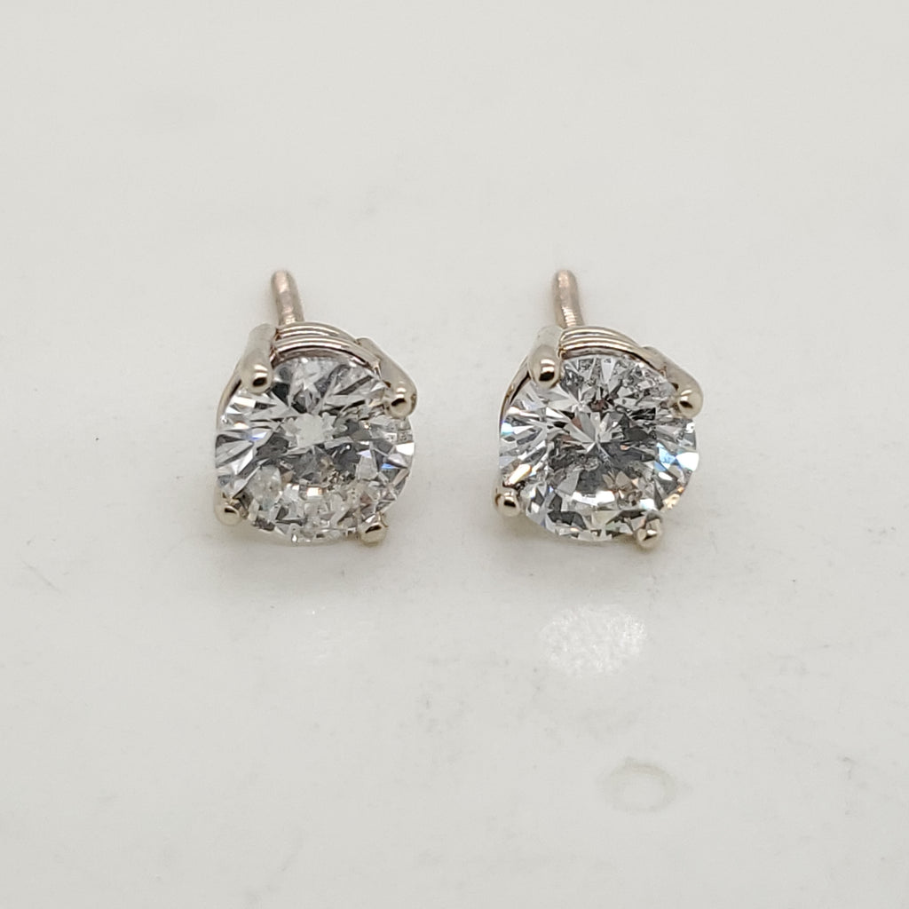 2.04 Carat Total Weight Diamond Stud Earrings