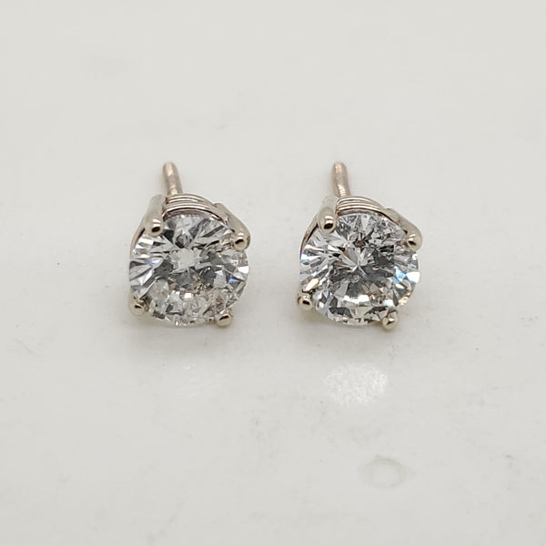 2.04 Carat Total Weight Diamond Stud Earrings