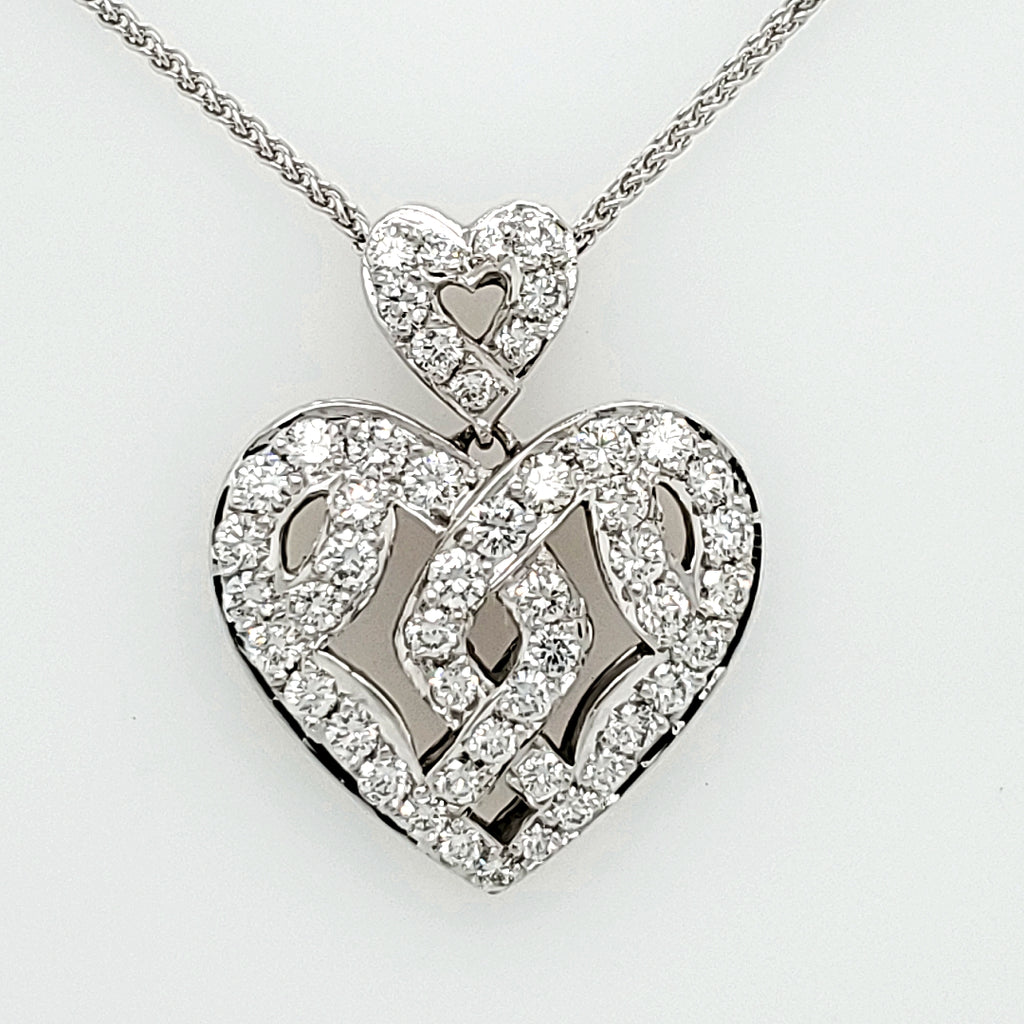 18Kt White Gold Diamond Heart Pendant Necklace