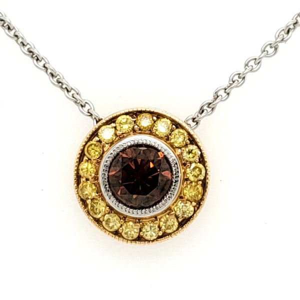 18kt gold and colored diamond pendant