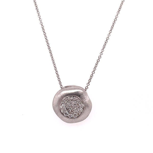 14kt White Gold Diamond Disc Pendant On Chain