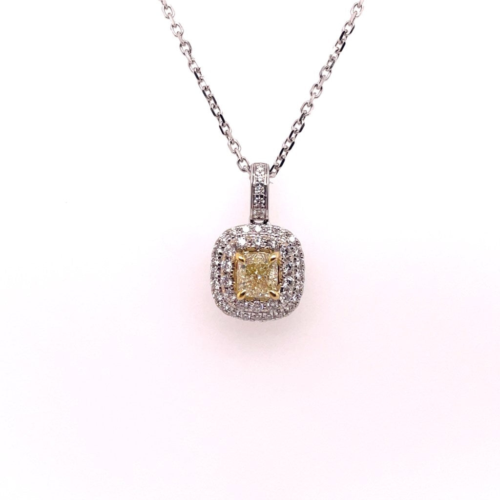 18kt White Gold Fancy Yellow Diamond Pendant