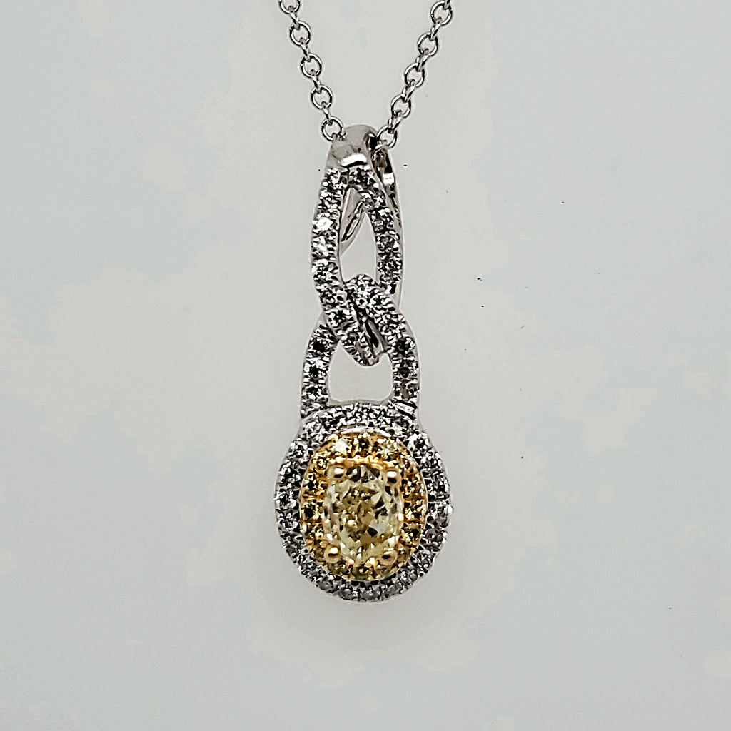 14kt White and Yellow Gold and Diamond Pendant Necklace
