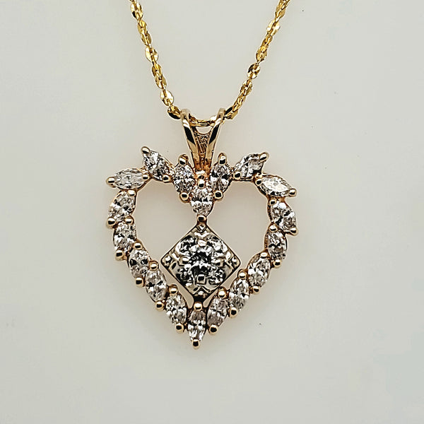 14kt Yellow Gold Diamond Heart Pendant