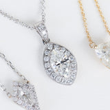 14kt White Gold .76 Marquise Diamond Pendant Necklace