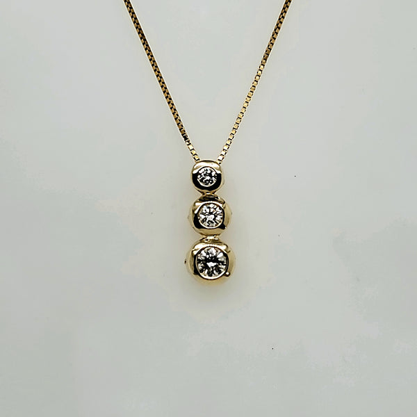 14kt Yellow Gold Three Diamond Pendant