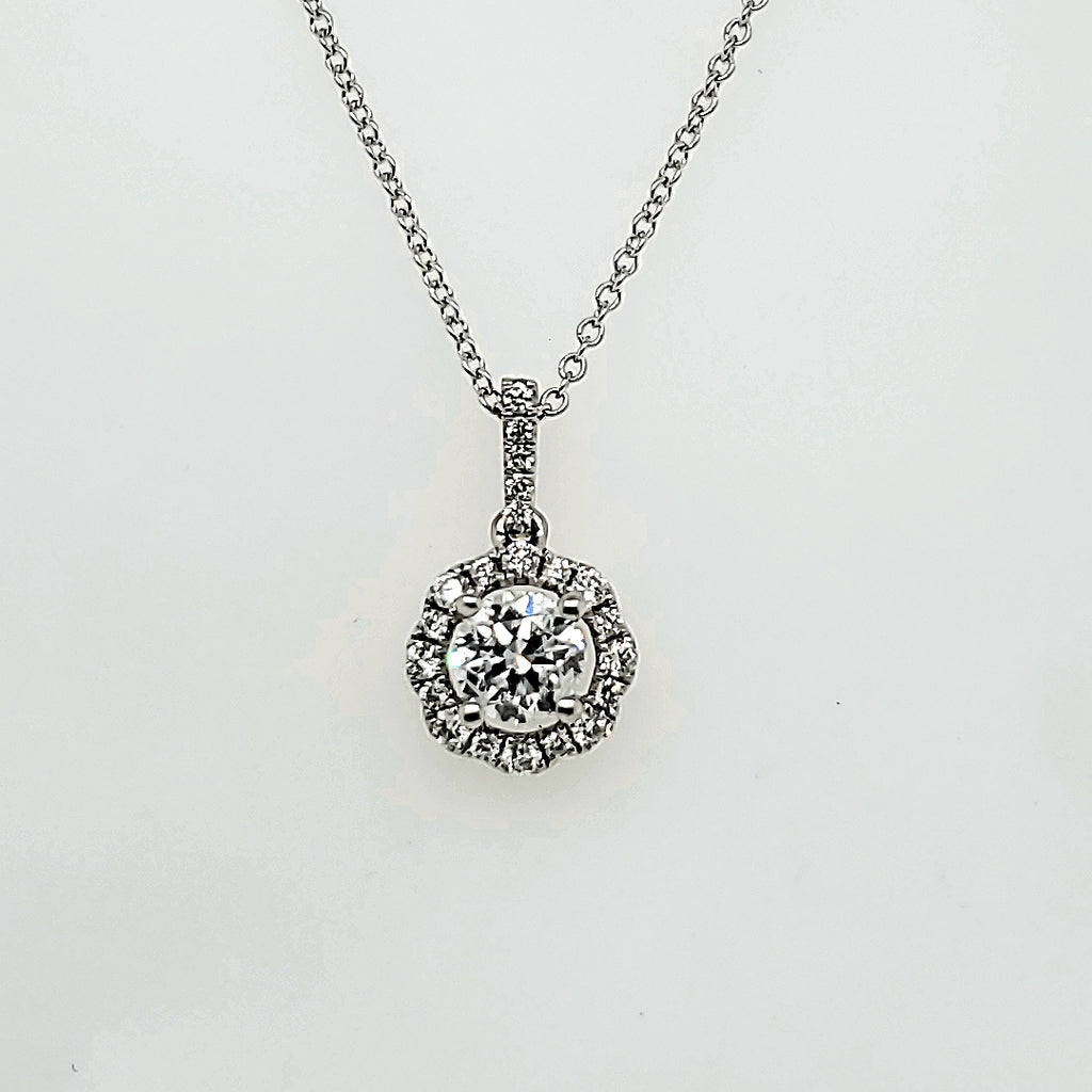 14kt White Gold .49 Carat Center Stone Diamond Pendant