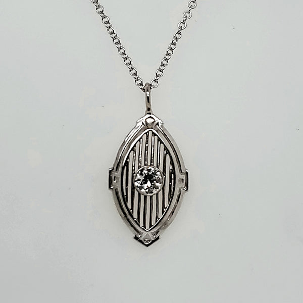 Art Deco 14Kt White Gold And Diamond Pendant