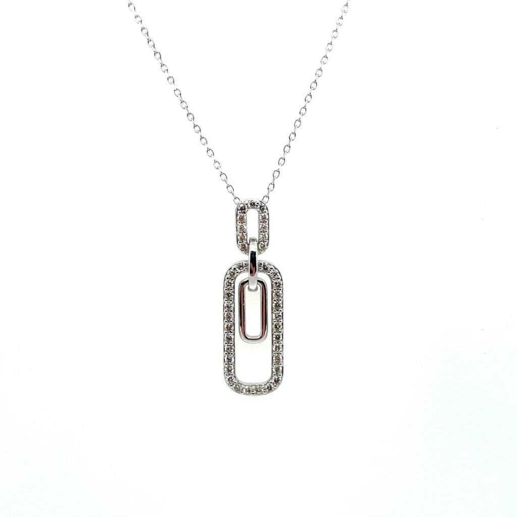 14kt White Gold 0.25Ctw Paper Clip Pendant