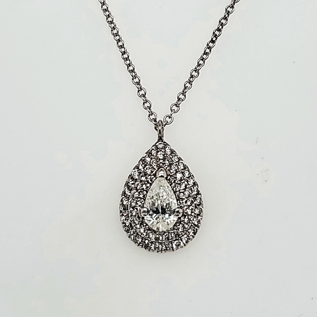 14kt White Gold Pear Shaped Diamond Pendant