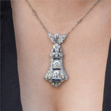 Art Deco Platinum Diamond and Sapphire Necklace