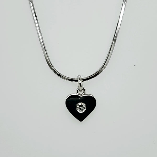 14kt White gold and Diamond Heart Pendant Necklace