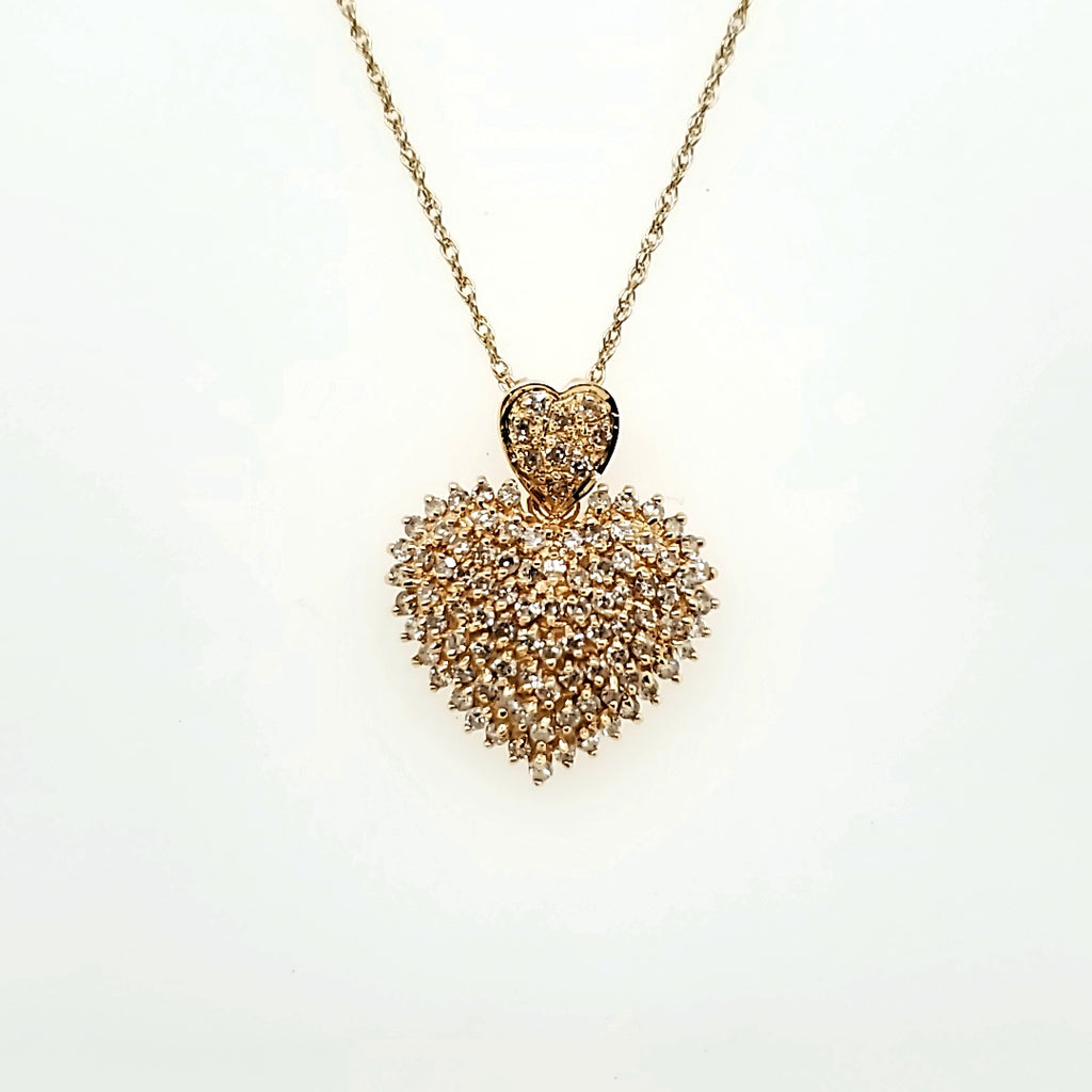 14kt Yellow Gold and Diamond Heart Pendant Necklace