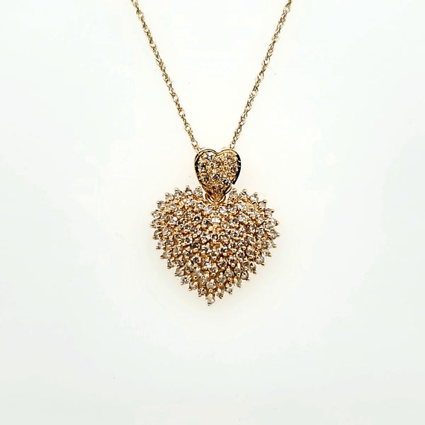 14kt Yellow Gold and Diamond Heart Pendant Necklace