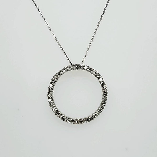 14Kt White Gold And Diamond Circle Pendant