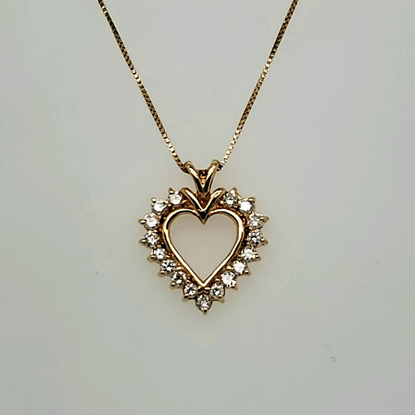 14kt Yellow Gold and Diamond Heart Pendant