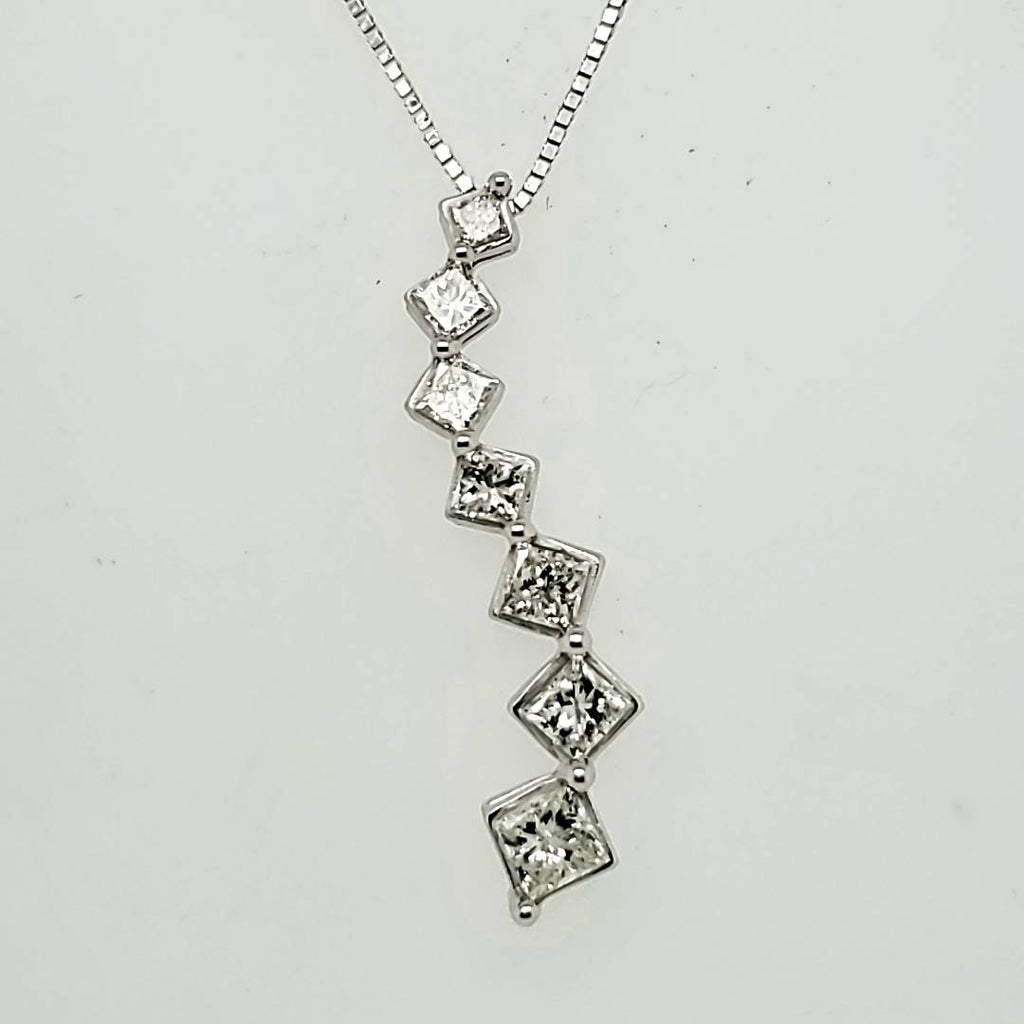 14kt White Gold Princess Cut Diamond Journey Pendant