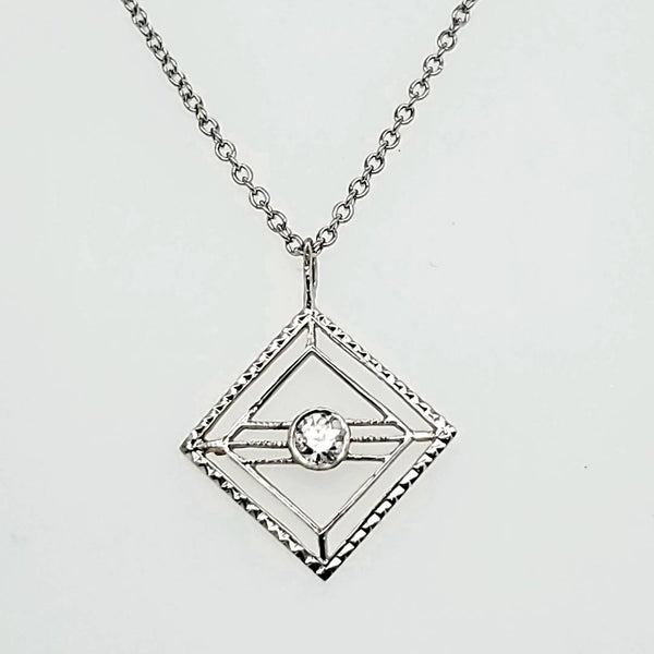 Art Deco Platinum And Diamond Lavalier Pendant