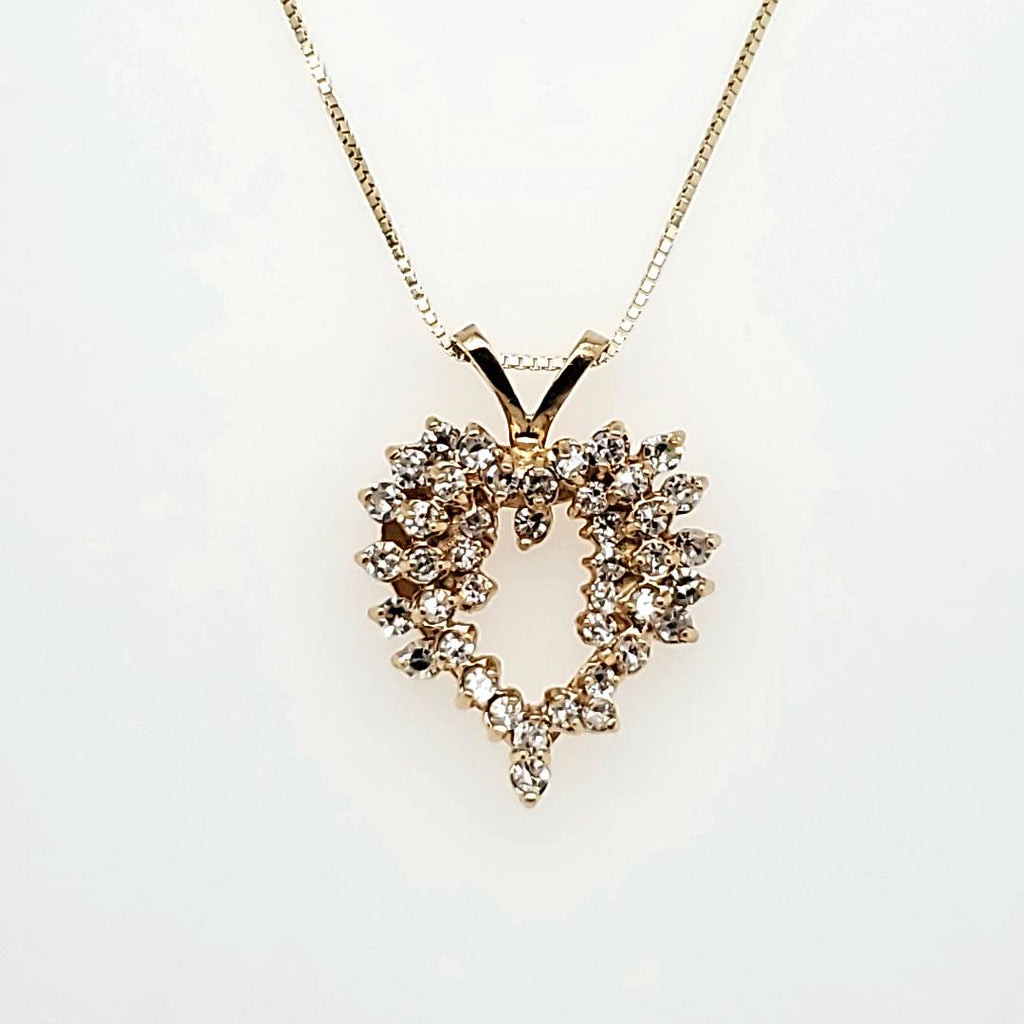 14kt Yellow Gold and Diamond Heart Pendant