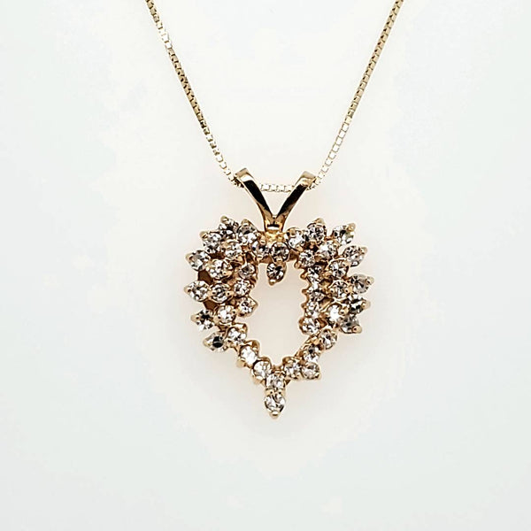 14kt Yellow Gold and Diamond Heart Pendant