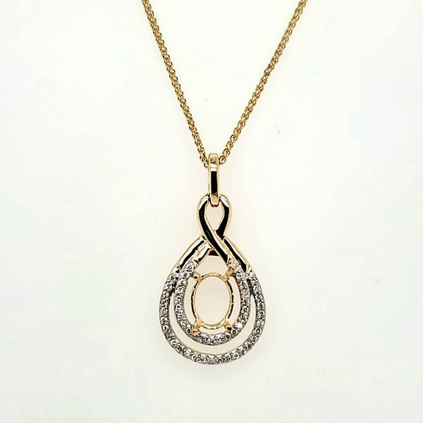 18Kt Yellow Gold Diamond Pendant Necklace Mounting