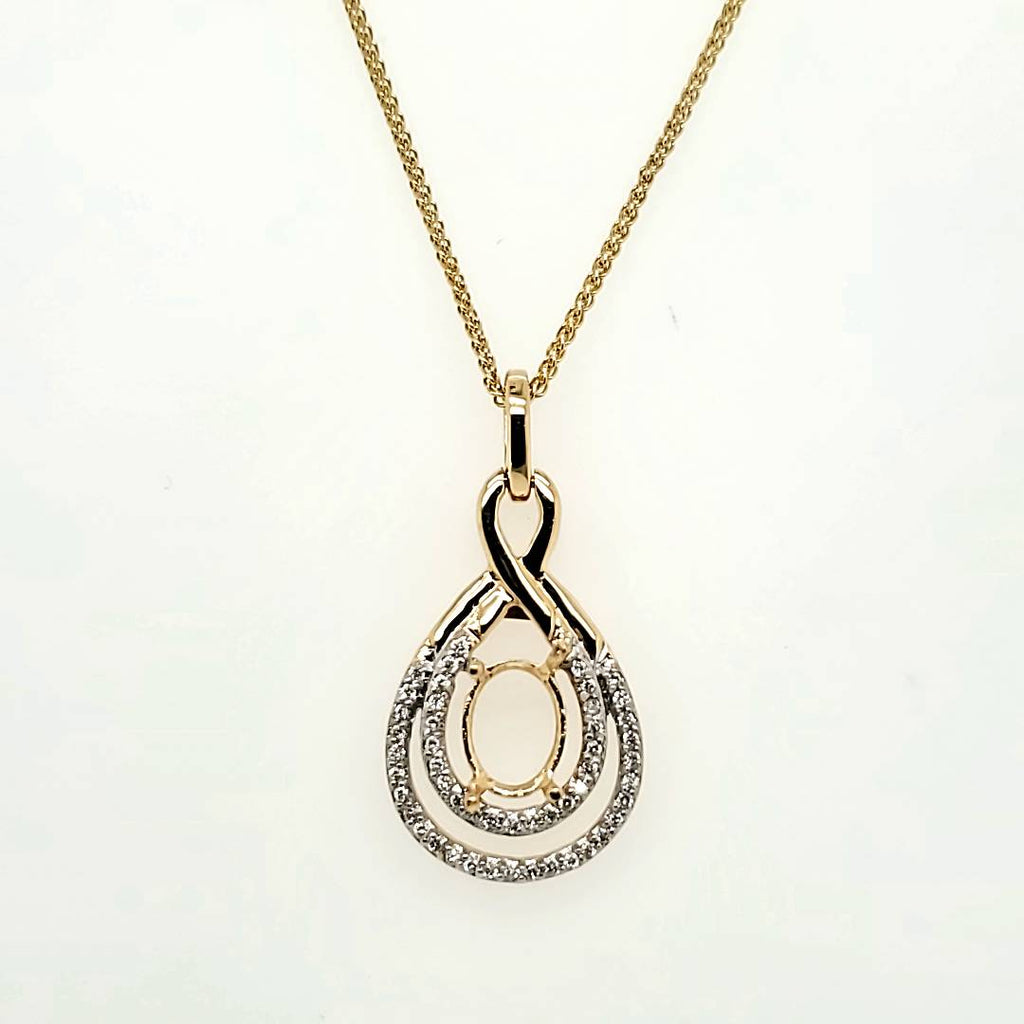 18Kt Yellow Gold Diamond Pendant Necklace Mounting