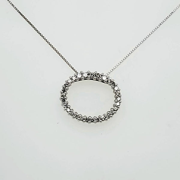 14Kt White Gold Oval Diamond Pendant