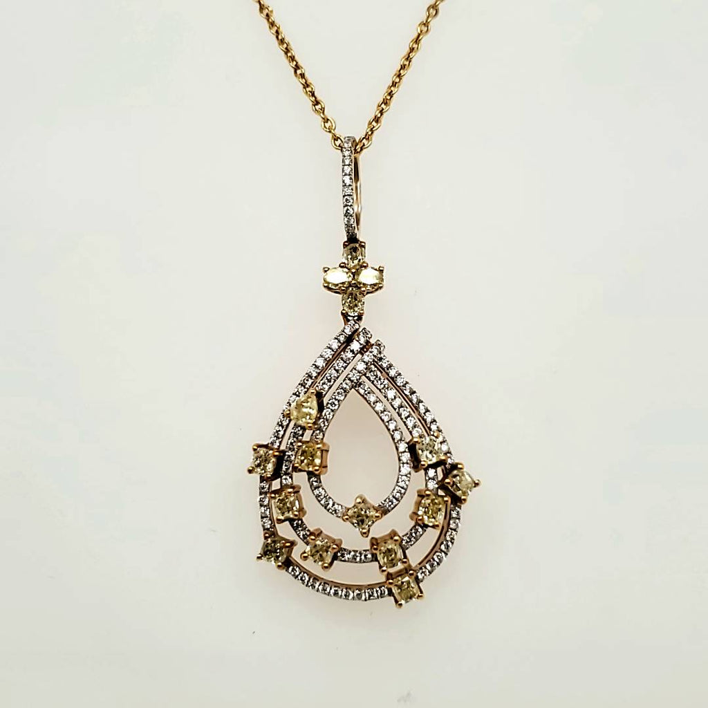 18kt Yellow Gold White and Fancy Yellow Diamond Pendant