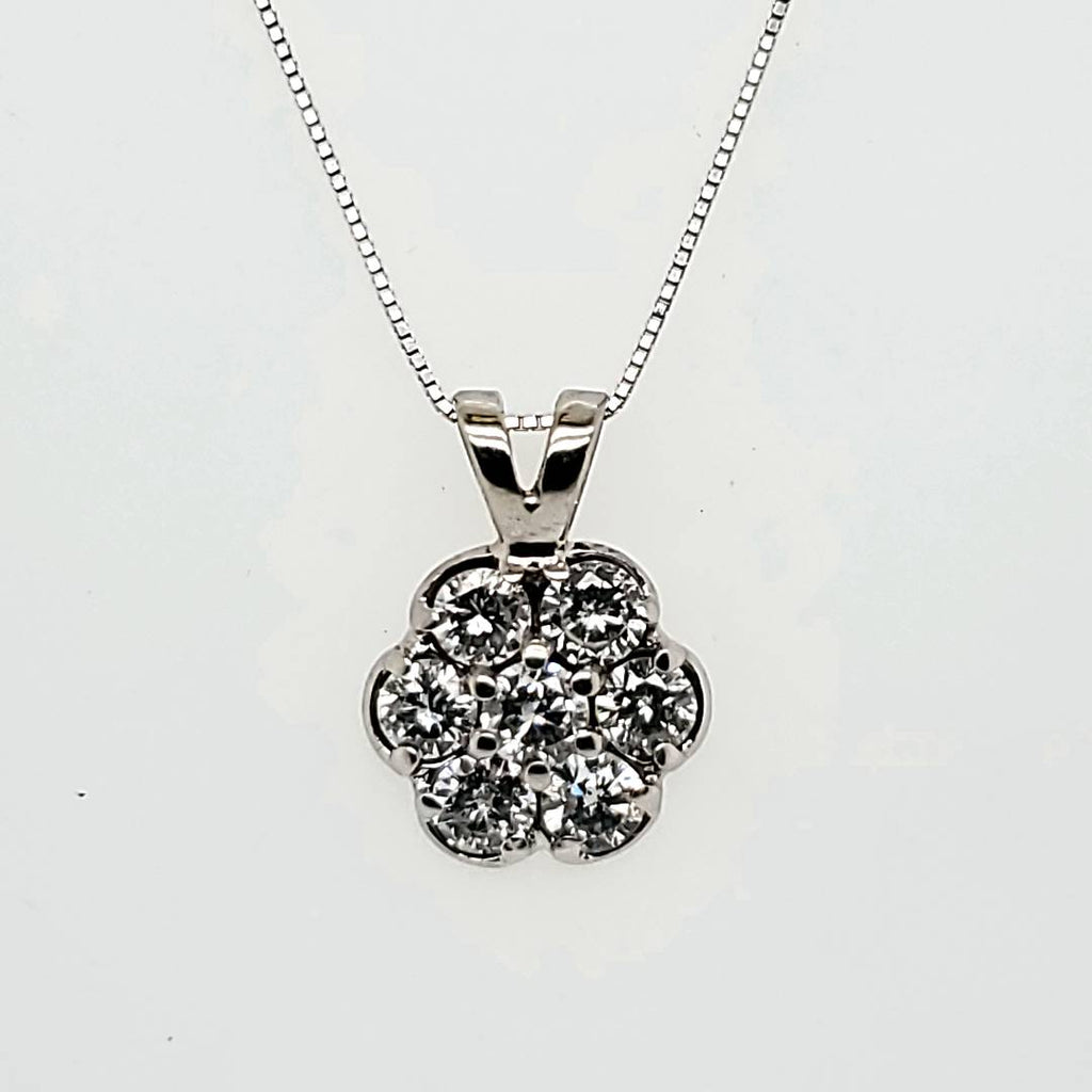 14kt White Gold Round Diamond Pendant