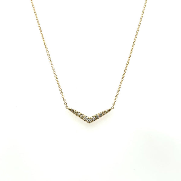 14kt Yellow Gold ""V"" Shape Diamond Necklace