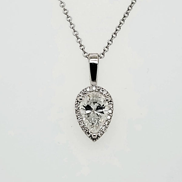 .80 Carat Pear Shaped Diamond Pendant in 14Kt White Gold