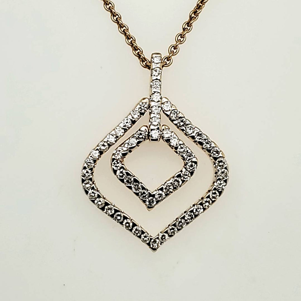 14kt White Gold and Diamond Freeform Diamond Pendant