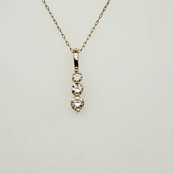 14kt Yellow Gold Three Diamond Journey Pendant