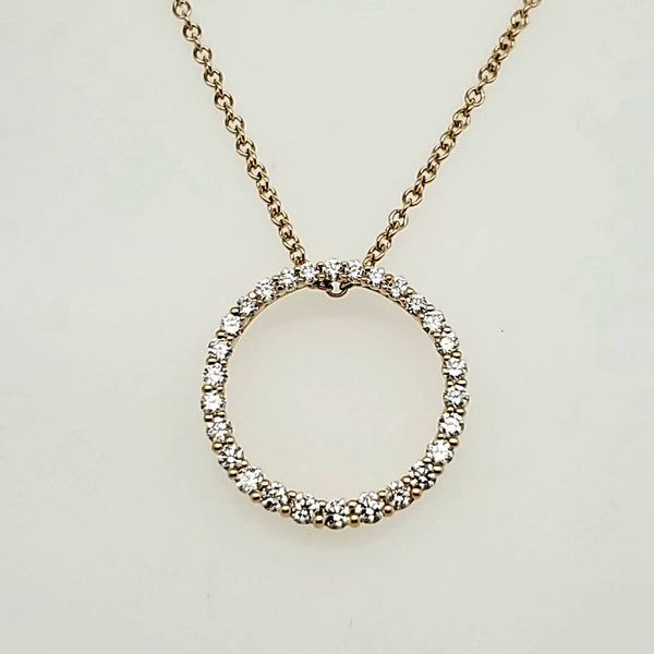 18Kt Yellow Gold And Diamond Circle Pendant