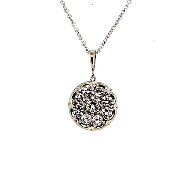 14kt White Gold Round Diamond Pendant Necklace