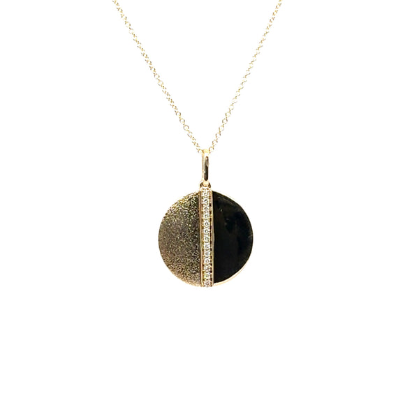 14kt Yellow Gold Diamond Disc Pendant On Chain