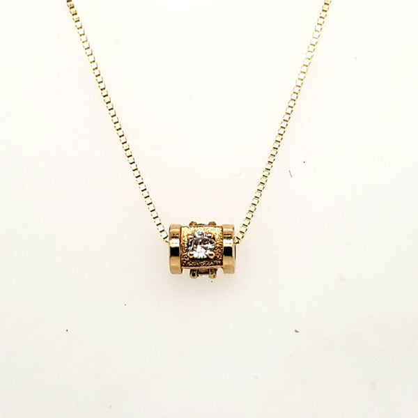 14kt Yellow Gold andDiamond Cylinder Pendant