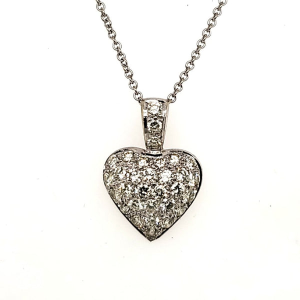 18Kt White Gold Pave Set Diamond Heart Pendant