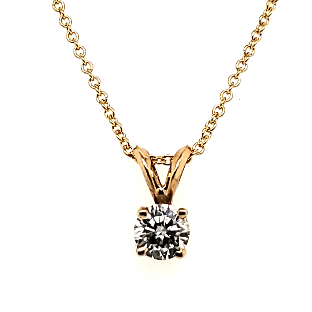 .50 Carat Round Brilliant Cut Diamond Solitaire Pendant in 14Kt Yellow Gold