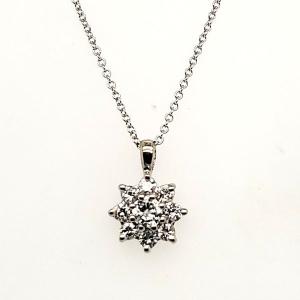 14kt White Gold Diamond Cluster Pendant