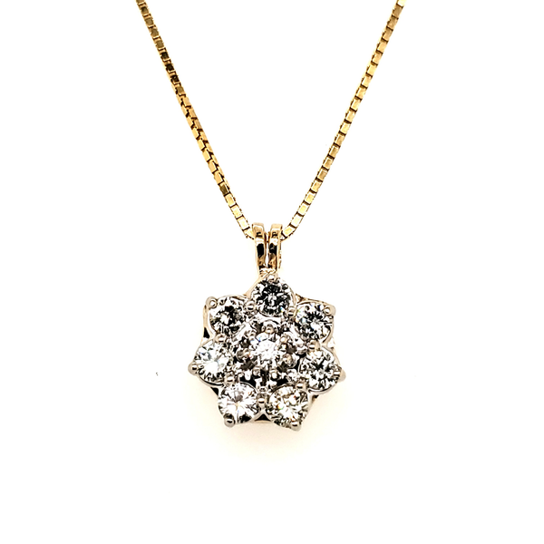 14kt Yellow Gold 1.00 Carat Diamond Cluster Pendant