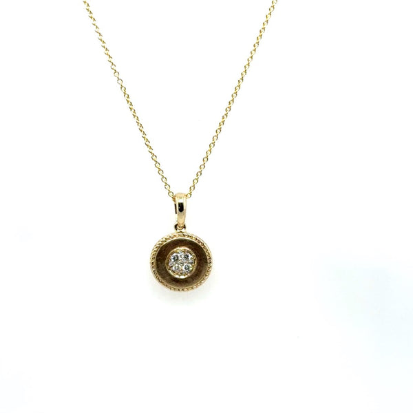 14kt Yellow Gold 0.09Ctw Circular Diamond Pendant With Chain