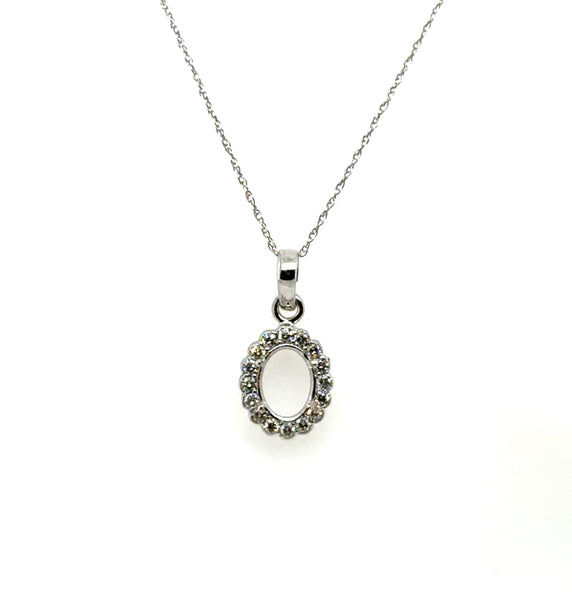 14kt White Gold Oval Diamond Halo Pendant Mounting