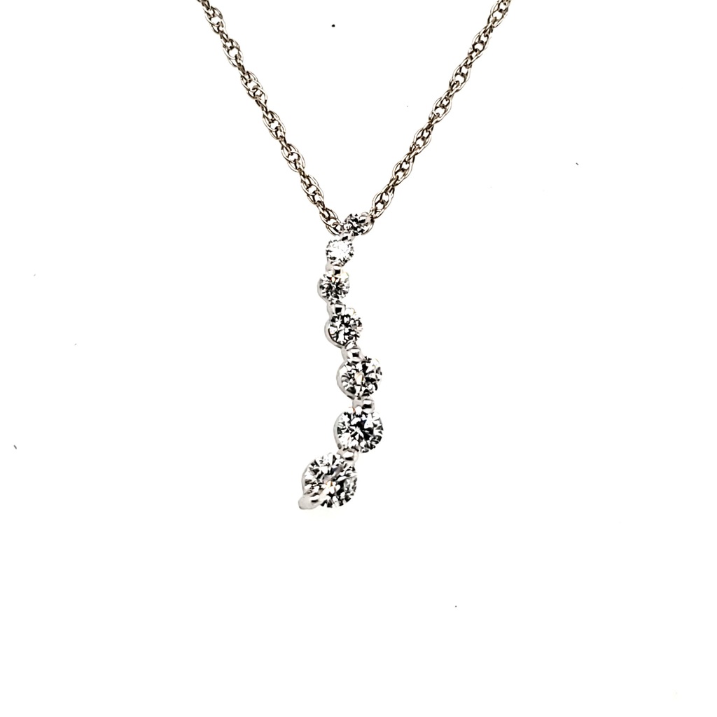 14Kt White Gold Round Diamond Journey Pendant